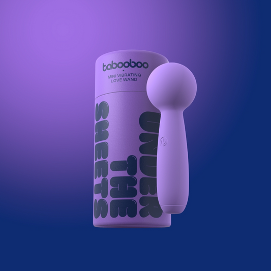 Tabooboo mini vibrator in lavender packaging designed for intimate pleasure and travel-friendly use