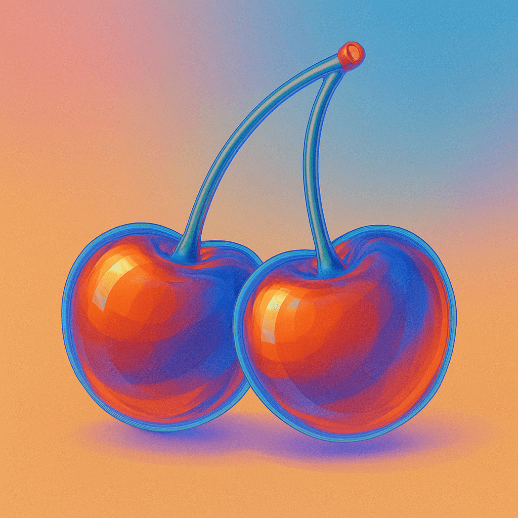 Colorful illustration of cherries with vibrant colors, representing nipple toys theme
