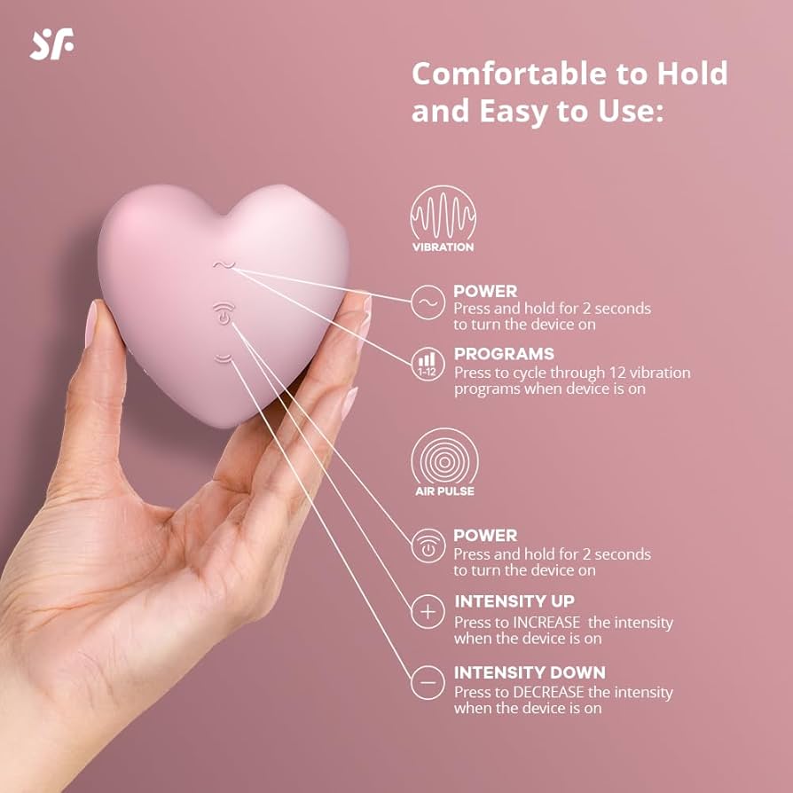 Cutie Heart Double Air Pulse Vibrator – Light Pink