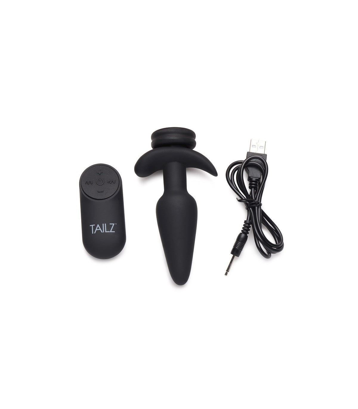 Snap-On Vibrating Silicone Anal Plug & 3 Tails with Remote Control